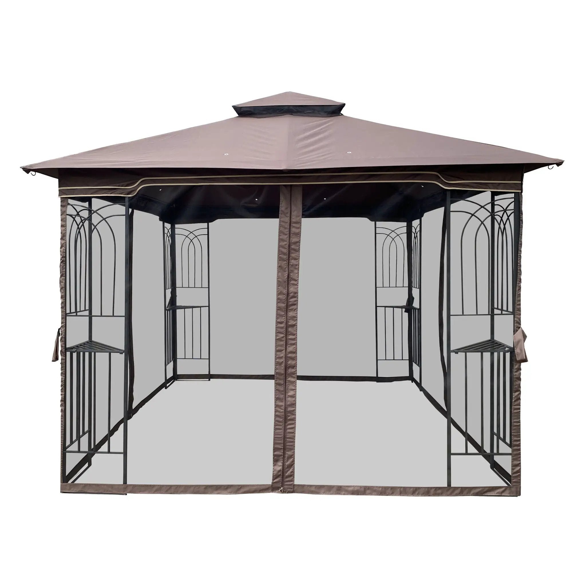 Patio Gazebo Tent With Ventilated Double Roof And Mosquito Net by Unique Piece Furniture