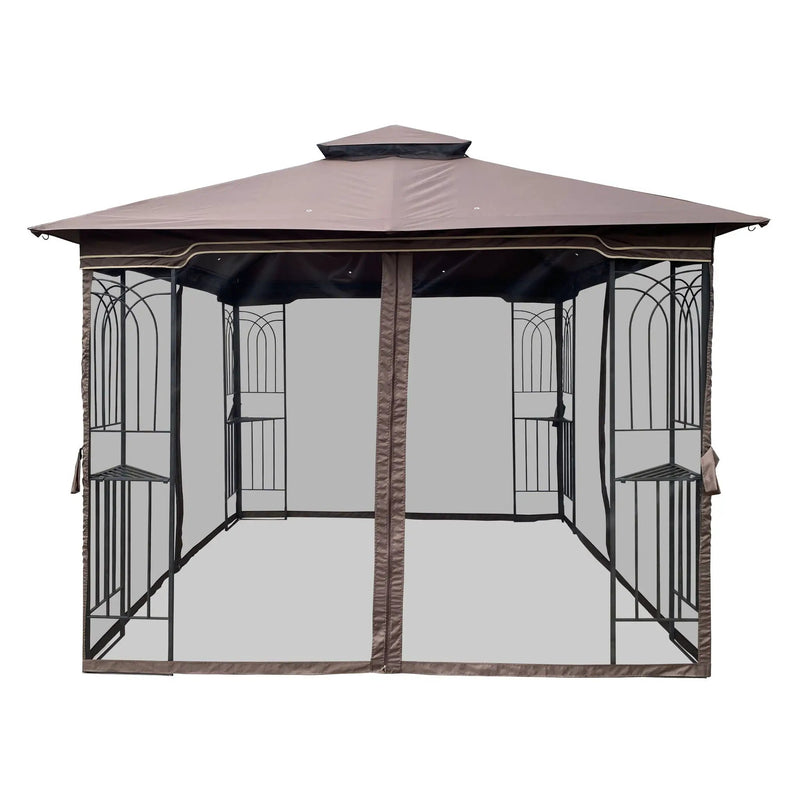 Patio Gazebo Tent With Ventilated Double Roof And Mosquito Net by Unique Piece Furniture