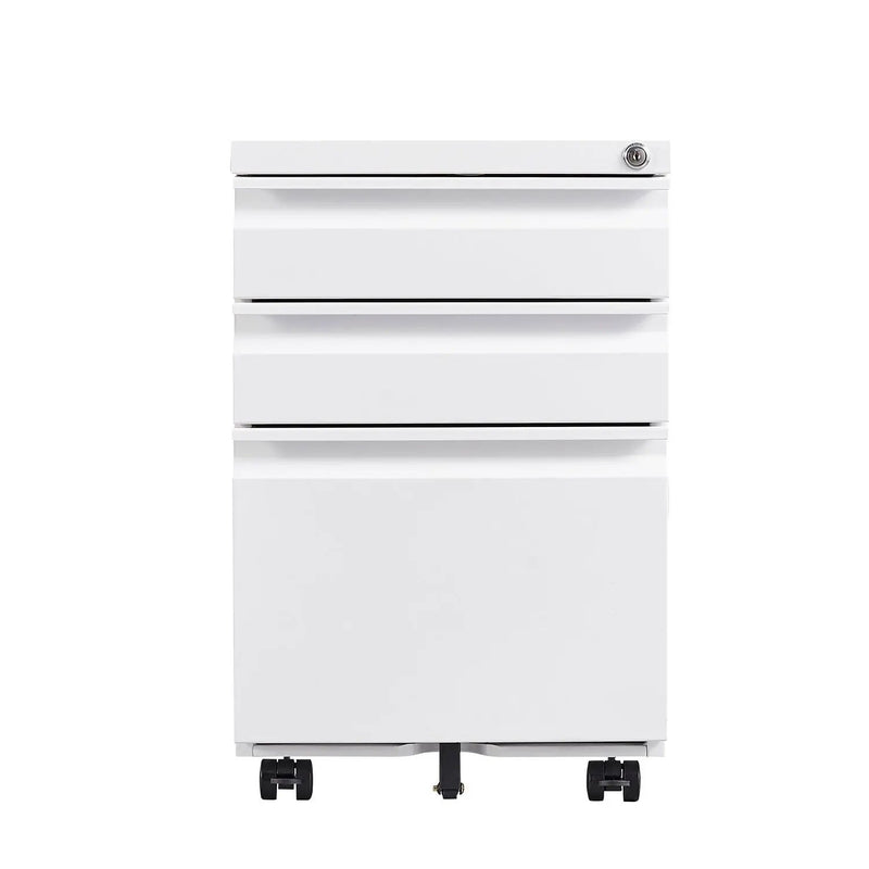 Contemporary 3 Drawer Mobile Filing Cabinet With Lock, Metal Office Storage For Legal / Letter Size by Unique Piece Furniture