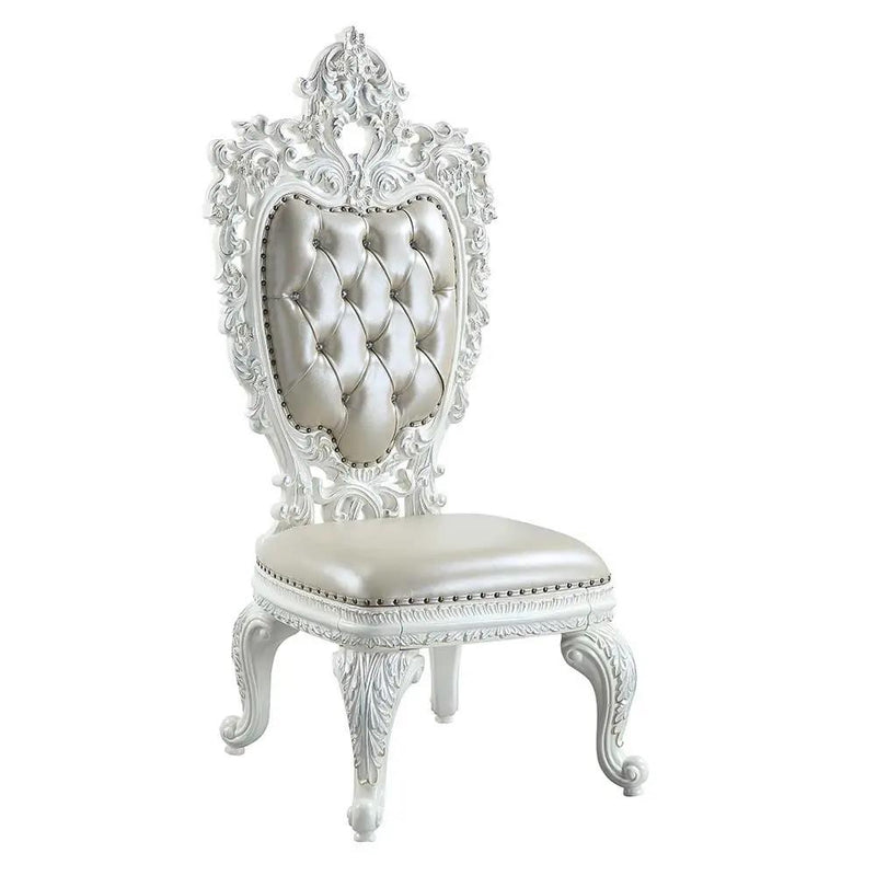 Vanaheim - Side Chair (Set of 2) - Beige Synthetic Leather & Antique White by Unique Piece Furniture