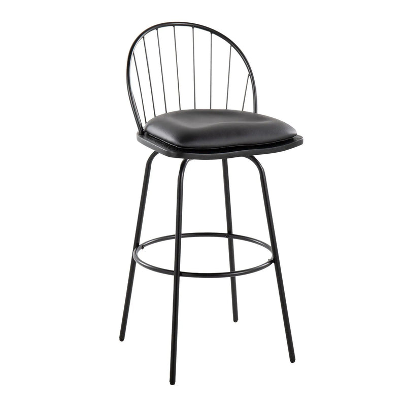 Riley - Claire Farmhouse Fixed Height Barstool With Swivel With Round Footrest (Set of 2) by Unique Piece Furniture