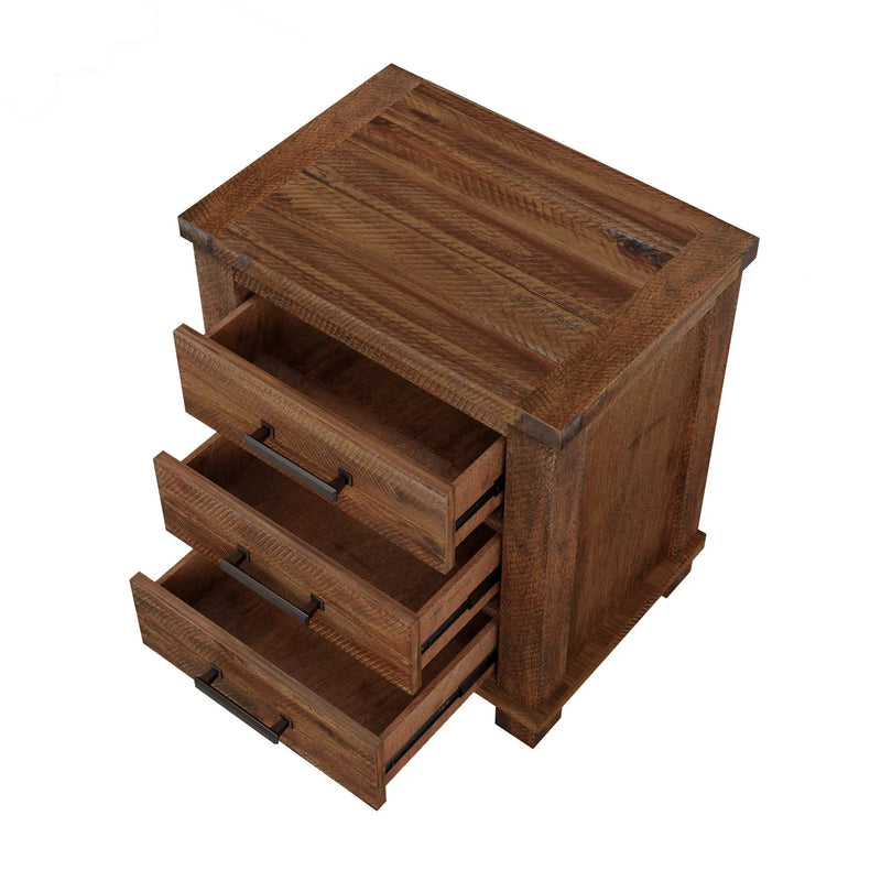 Rustic Three Drawer Reclaimed Solid Wood Farmhouse Nightstand Set of Two by HouseOfZazla