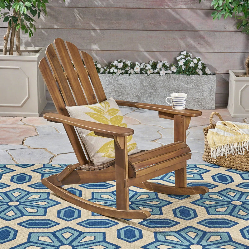 Echoes Outdoor Acacia Wood Adirondack Rocking Chair by HouseOfZazla