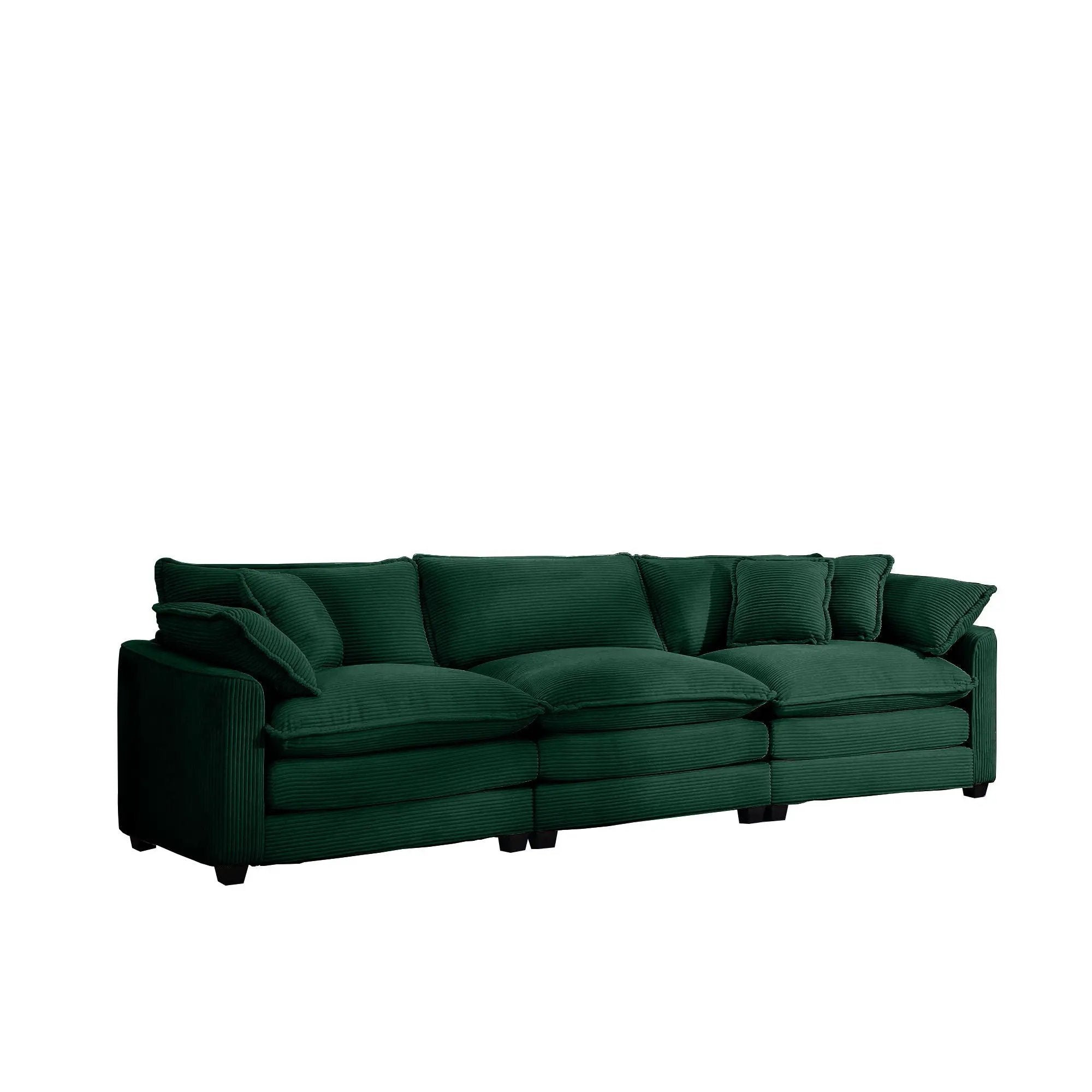 Mid-Century Modern 3 Seater Sectional Sofa With Arm And Throw Pillows by HouseOfZazla