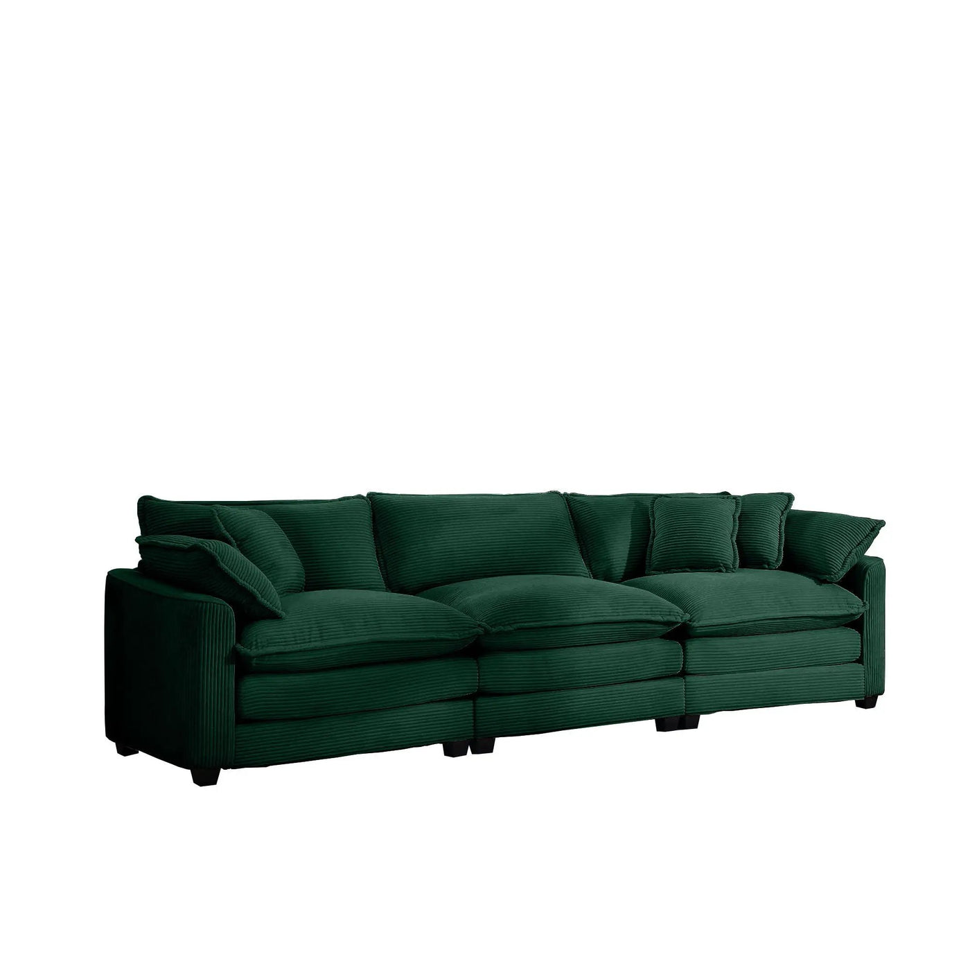 Mid-Century Modern 3 Seater Sectional Sofa With Arm And Throw Pillows by Unique Piece Furniture