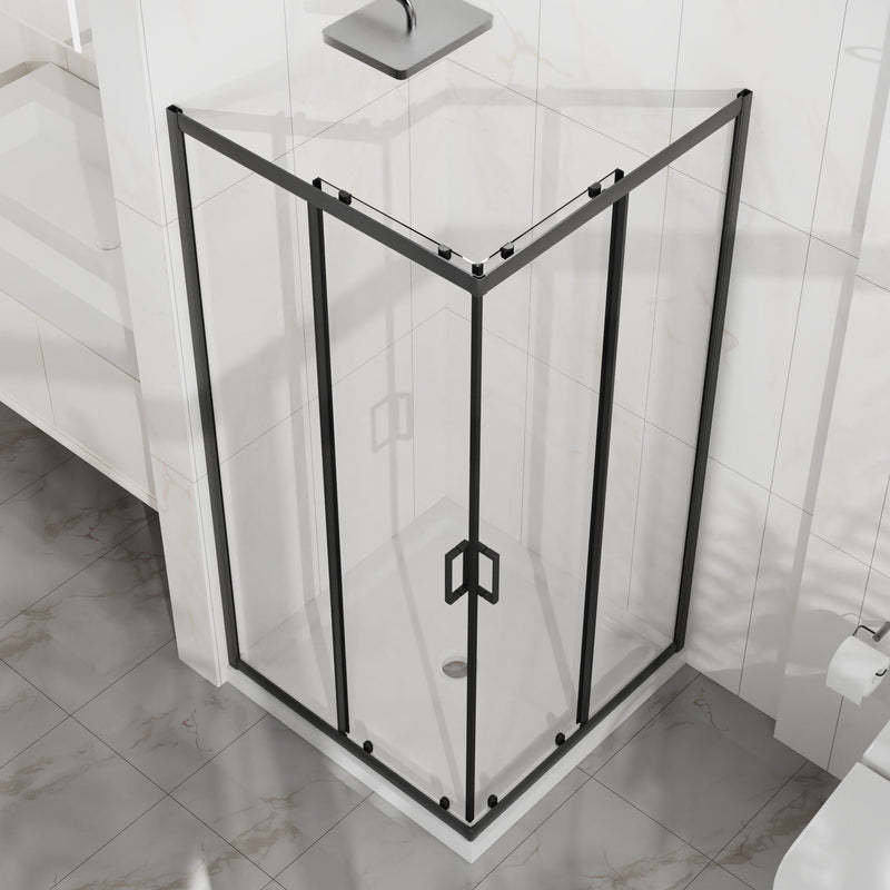 Corner Shower Enclosure With Sliding Door - Matte Black by HouseOfZazla