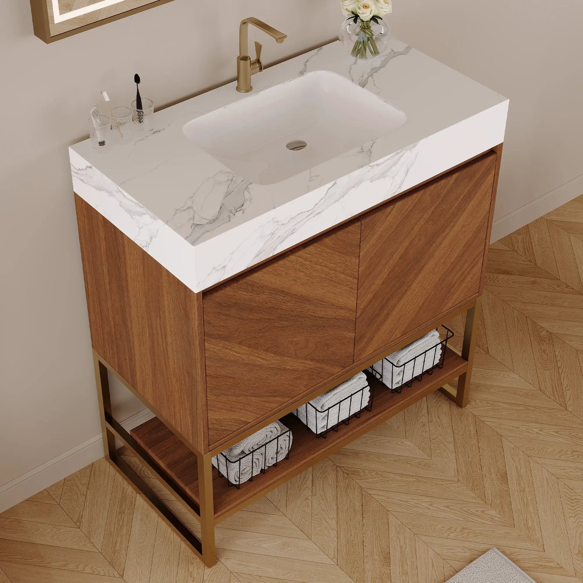 29.9" Modern Free-standing Bathroom Vanity with Ceramic Sink by HouseOfZazla