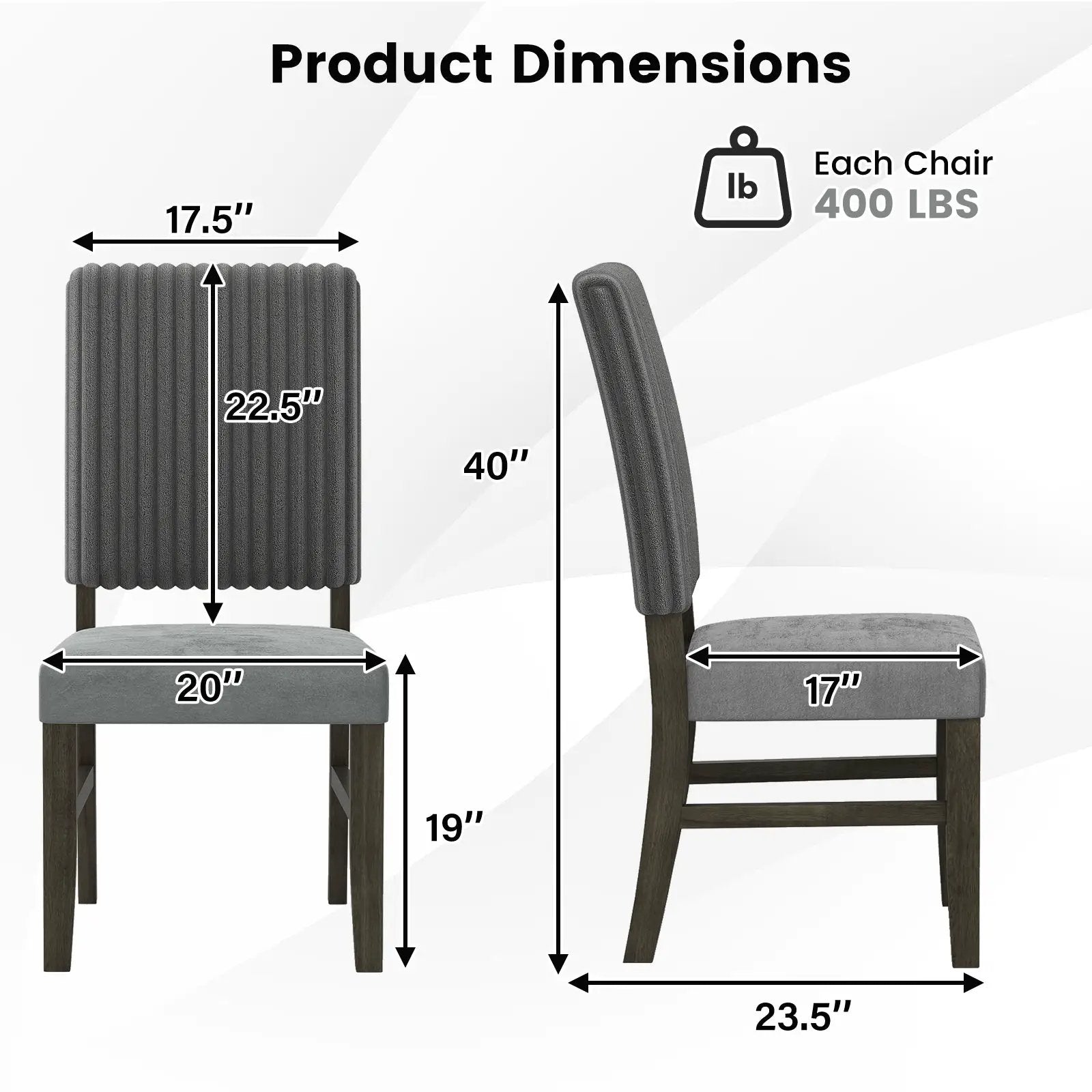 Dining Chair Set of 2 Mid-Century Modern Velvet Fabric Upholstered Chairs-Grey by DirectDeals