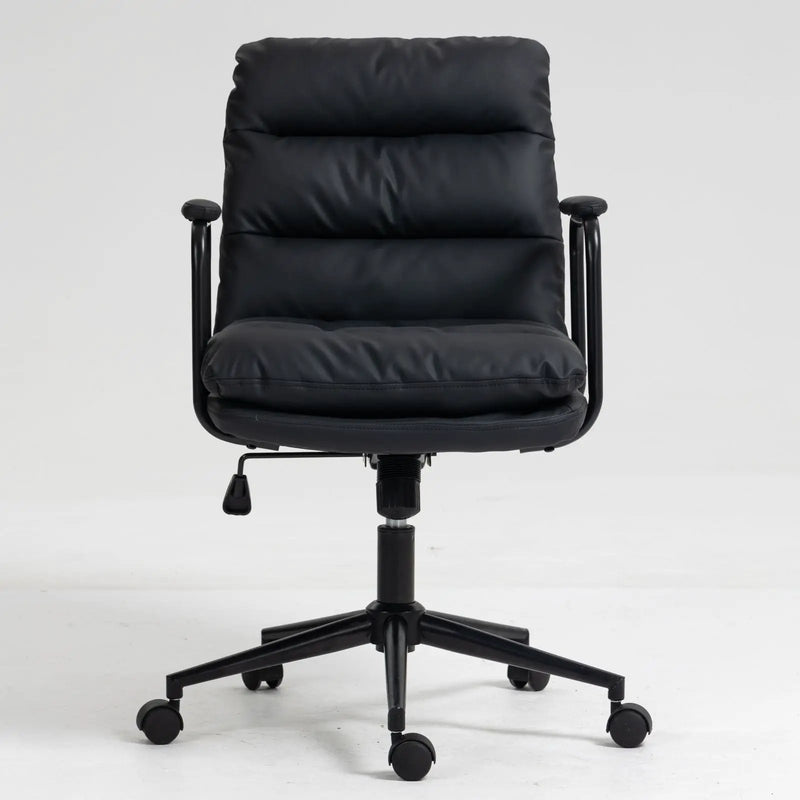 Office Chair, Mid Back Home Office Desk Task Chair With Wheels And Arms Ergonomic Computer Rolling Swivel Chair With Padded Armrest by Unique Piece Furniture
