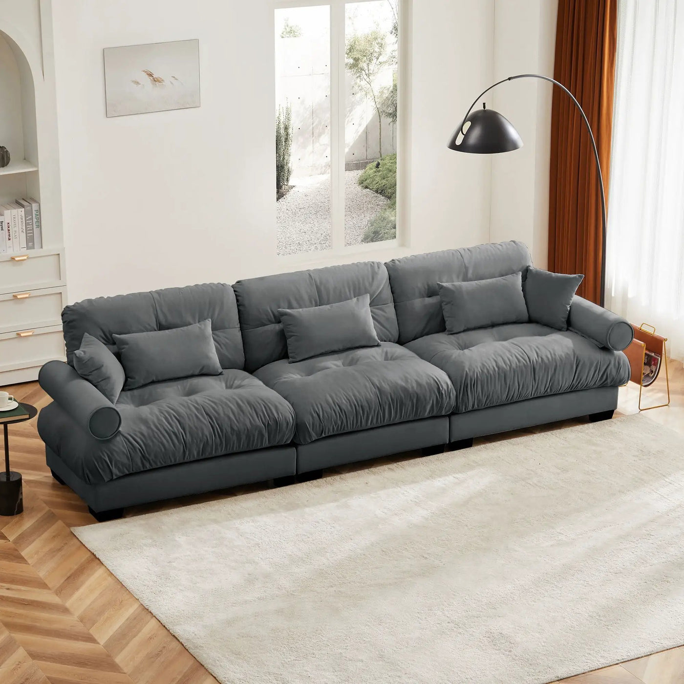 Modern Oversize Sofa With Cloud Like Comfort, Featuring Waist And Throw Pillows by Unique Piece Furniture