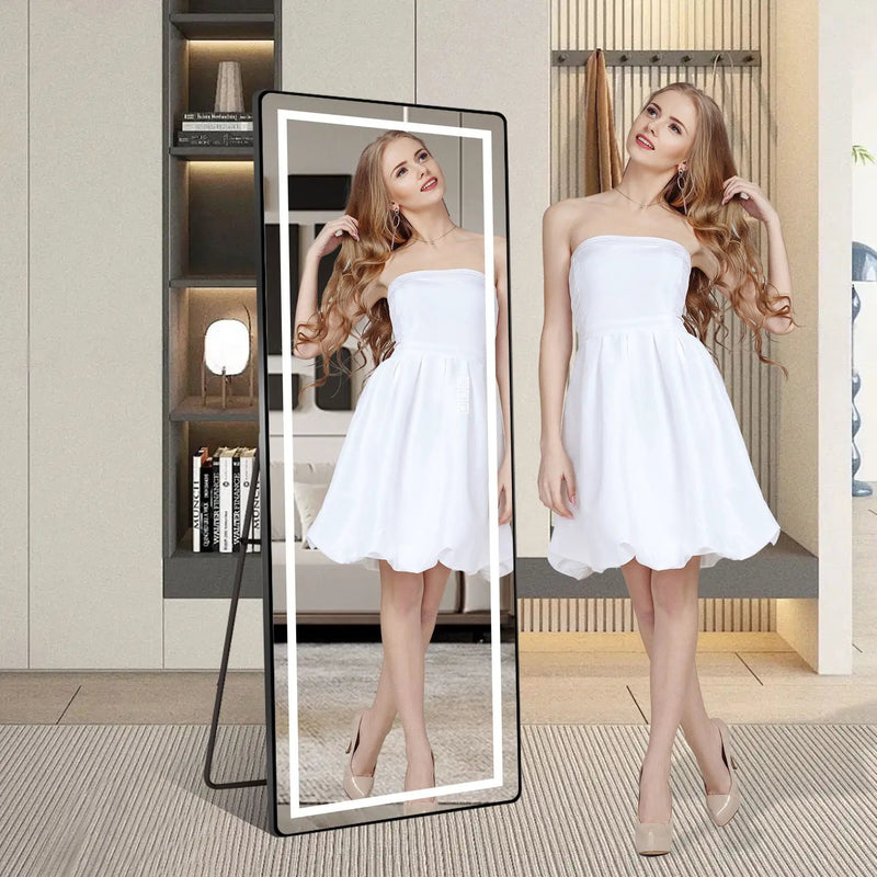 Full-Length Vertical Mirror With LED Light, Dimming Wall Mirror With Frame by HouseOfZazla