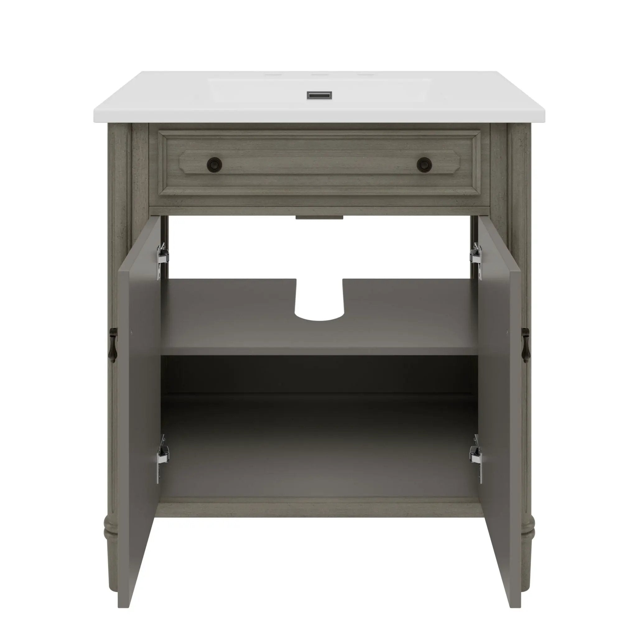Vintage Bathroom Vanity With Sink, Rustic Cabinet With Soft Close Doors by HouseOfZazla