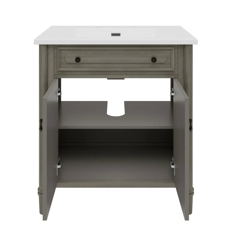 Vintage Bathroom Vanity With Sink, Rustic Cabinet With Soft Close Doors by HouseOfZazla