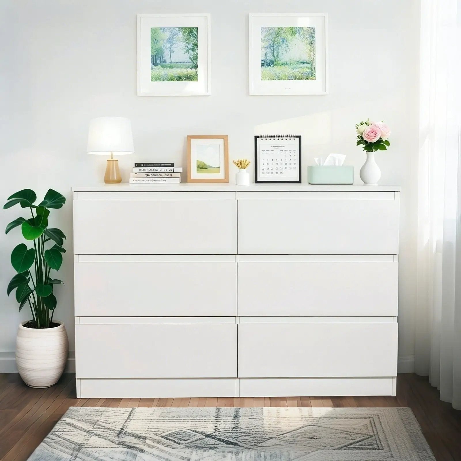 6 Drawer Dresser With Spacious Countertop And Concealed Handles by Unique Piece Furniture