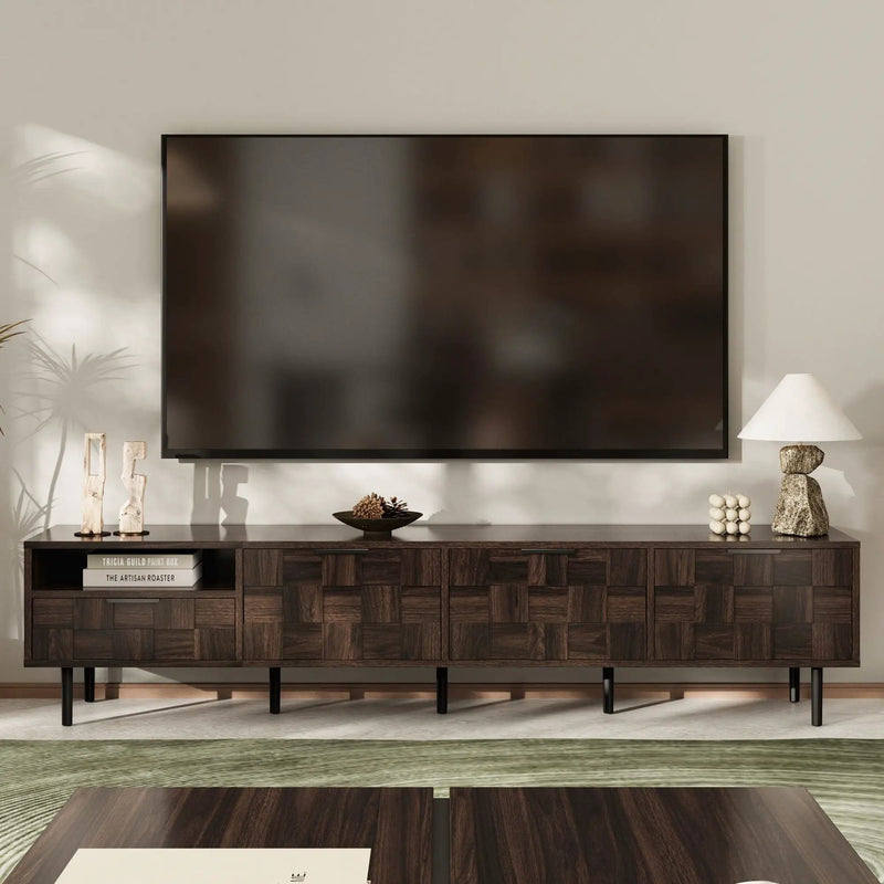 78" TV Stand With Storage Cabinets For Living Room - Walnut by Unique Piece Furniture