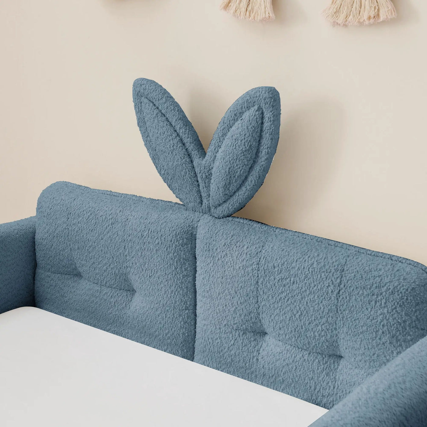 Cute Rabbit Ear Upholstered Platform Bed Frame With Safety Rail by Unique Piece Furniture
