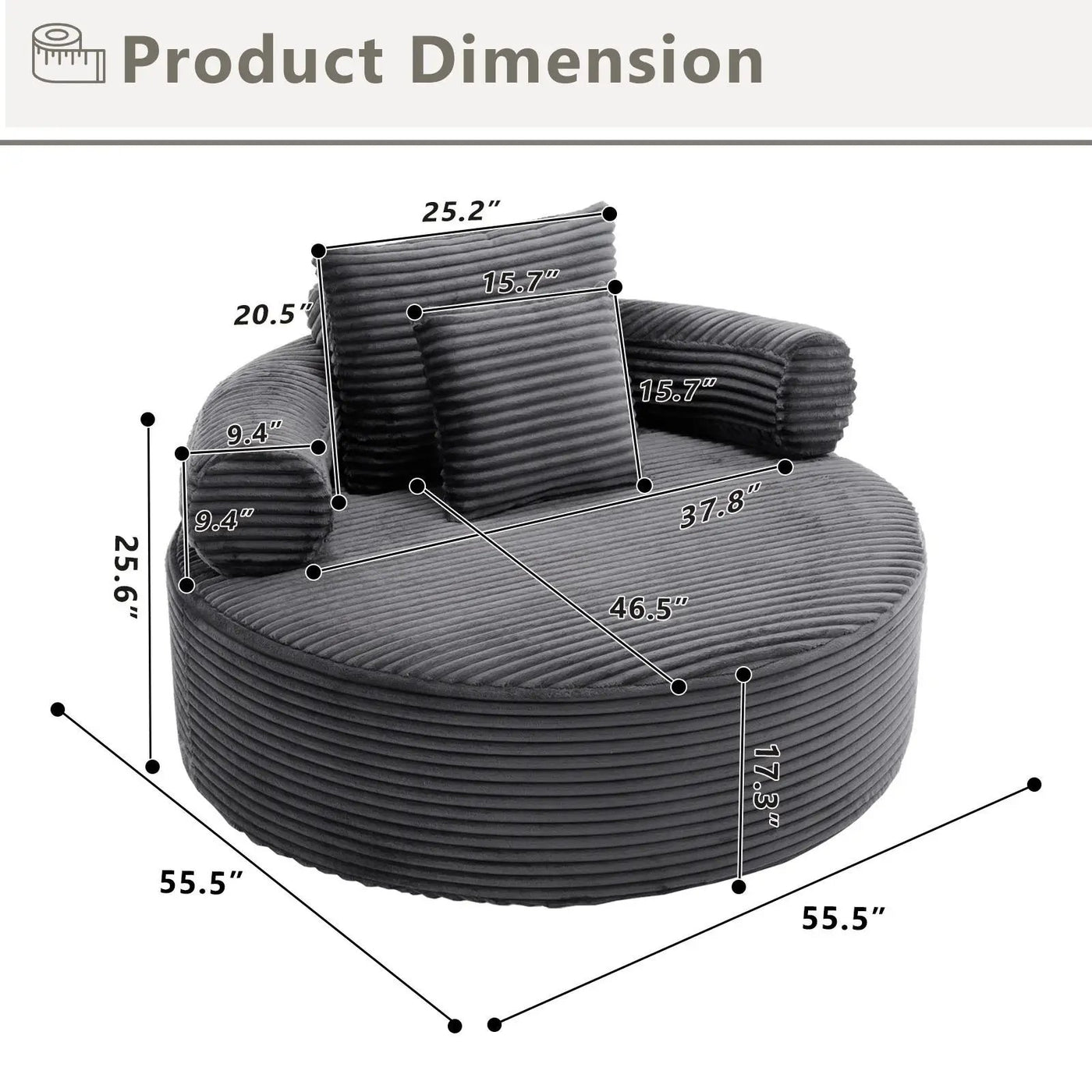 Round Sofa Bed With 3 Pillows For Living Room by HouseOfZazla