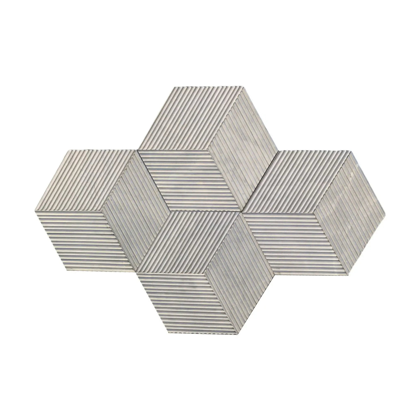 Hexagon Natural Stone Marble Tile, 3D Fluted (Set of 12) by HouseOfZazla