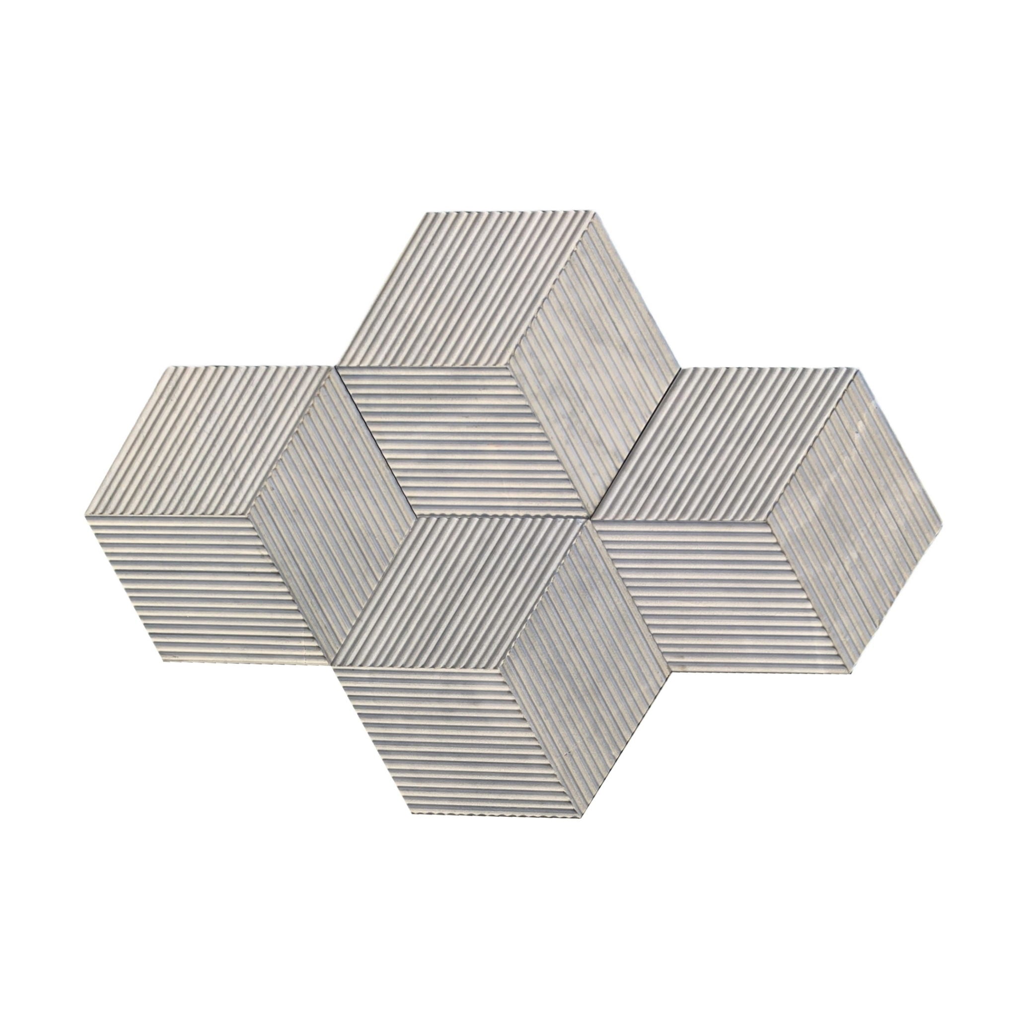 Hexagon Natural Stone Marble Tile, 3D Fluted (Set of 12) by HouseOfZazla