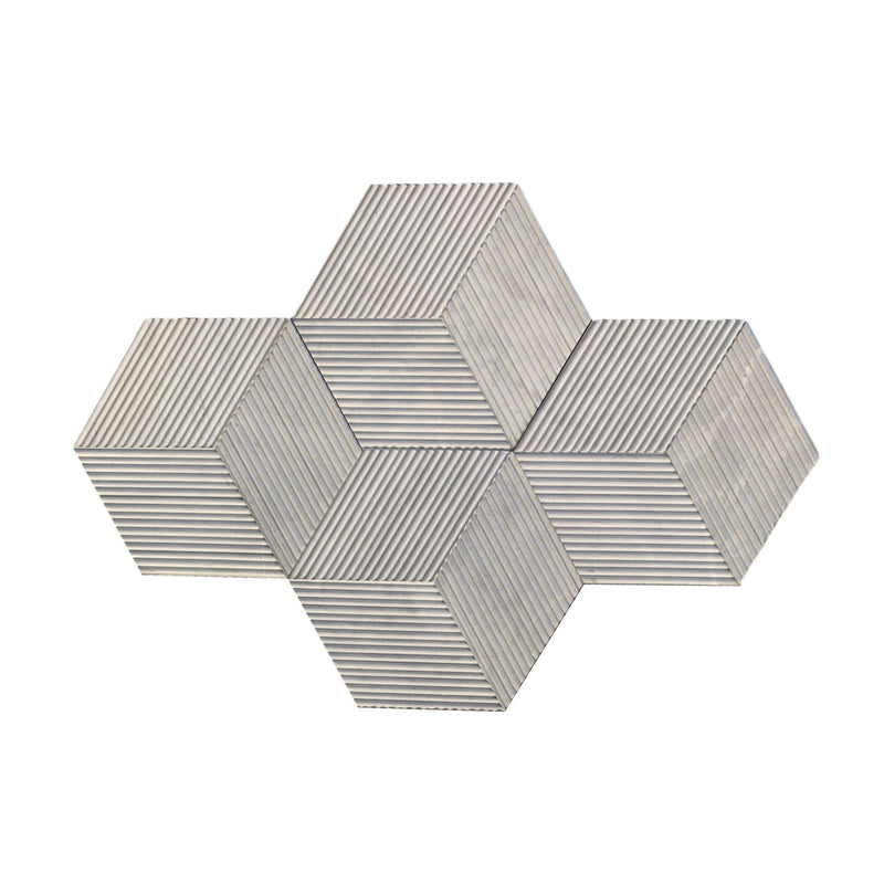 Hexagon Natural Stone Marble Tile, 3D Fluted (Set of 12) by HouseOfZazla