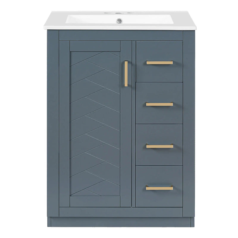 Modern Bathroom Vanity With 1 Door And 3 Drawers by Unique Piece Furniture