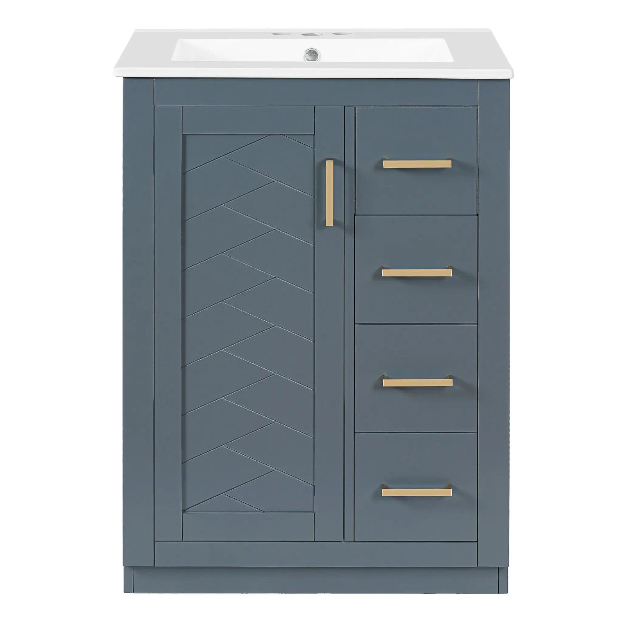 Modern Bathroom Vanity With 1 Door and 3 Drawers by HouseOfZazla