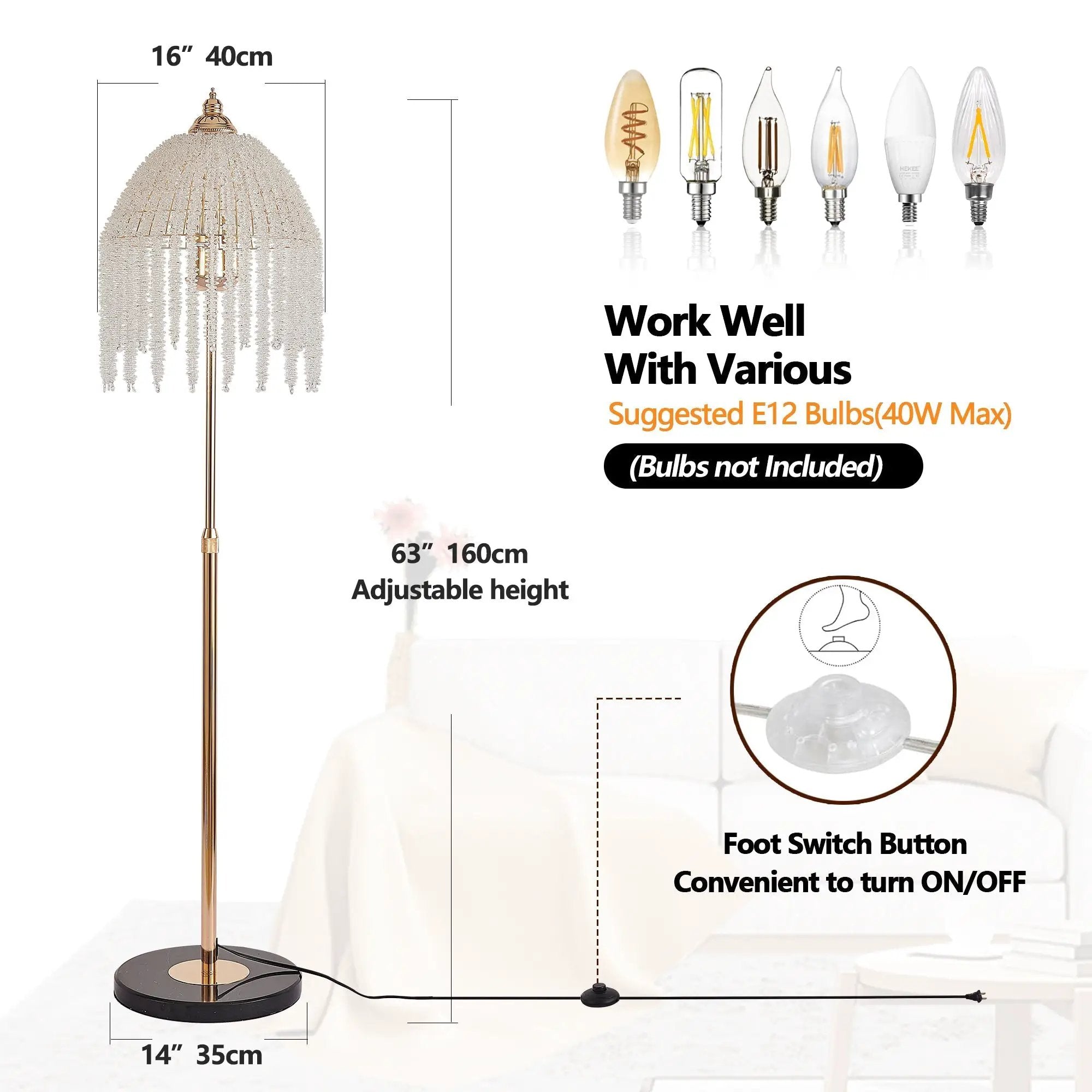 3-Light Elegant Crystal Floor Lamp – Vintage Waterfall Design by HouseOfZazla
