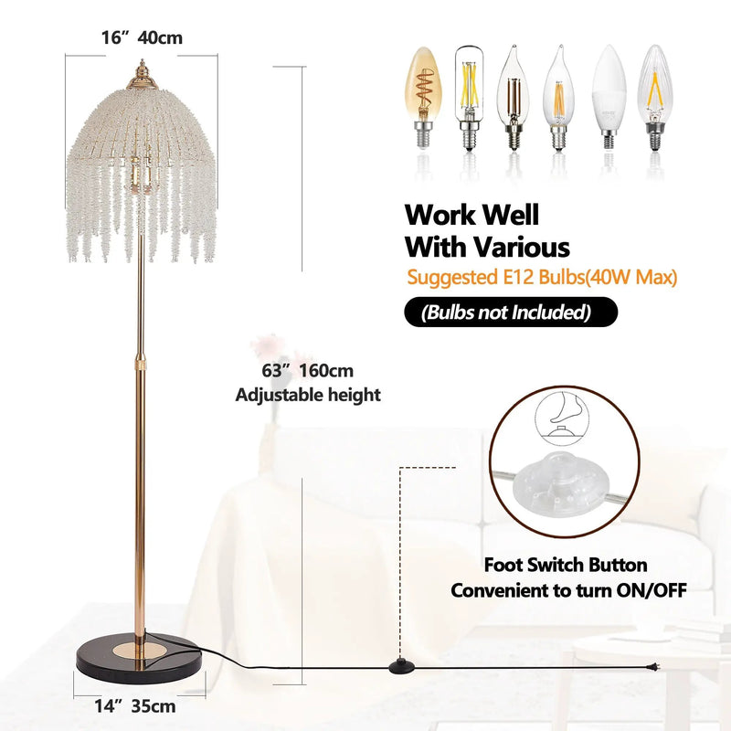 3-Light Elegant Crystal Floor Lamp – Vintage Waterfall Design by HouseOfZazla