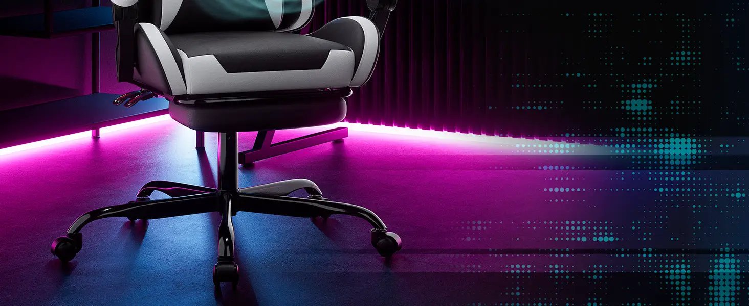 Ergonomic Gaming Chair with Footrest and Lumbar Support by HouseOfZazla