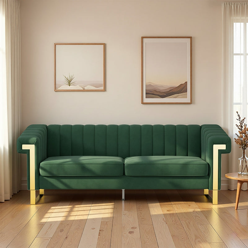 FX-P81-RG2 Retro Velvet 3-Seater Sofa by HouseOfZazla