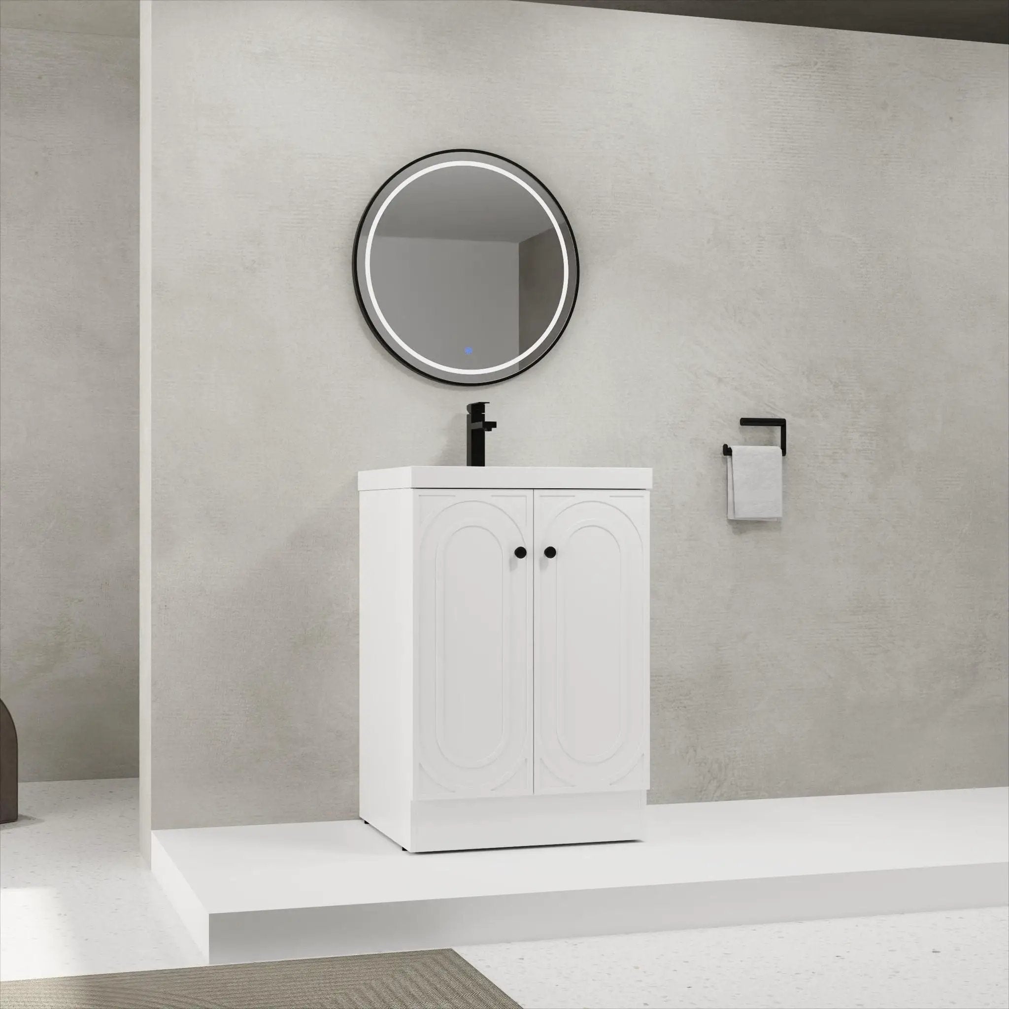 Contemporary Freestanding Bathroom Vanity With Resin Sink & Soft-Close Cabinet Doors by Unique Piece Furniture