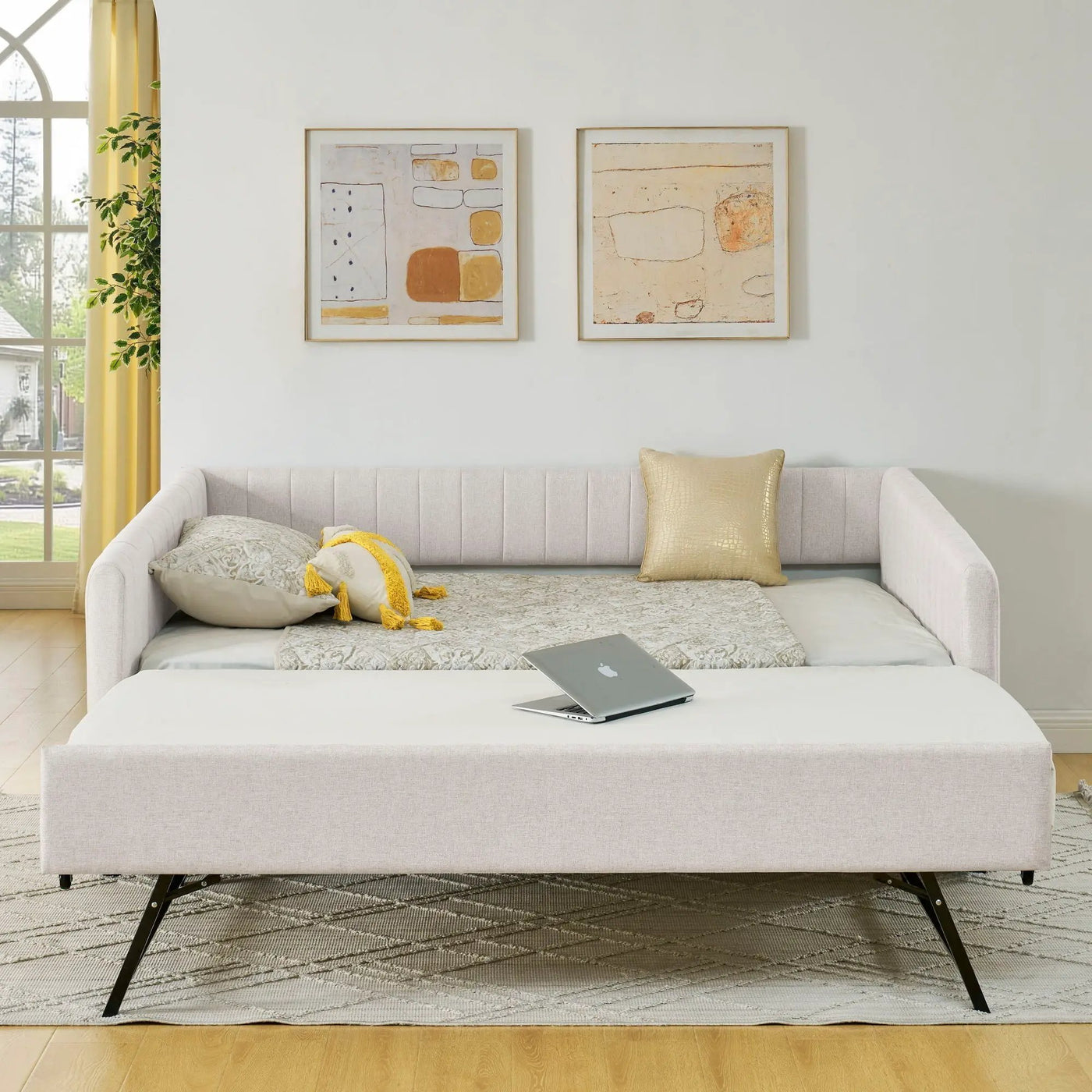 Upholstered Daybed With Trundle With Vertical Stripes by HouseOfZazla