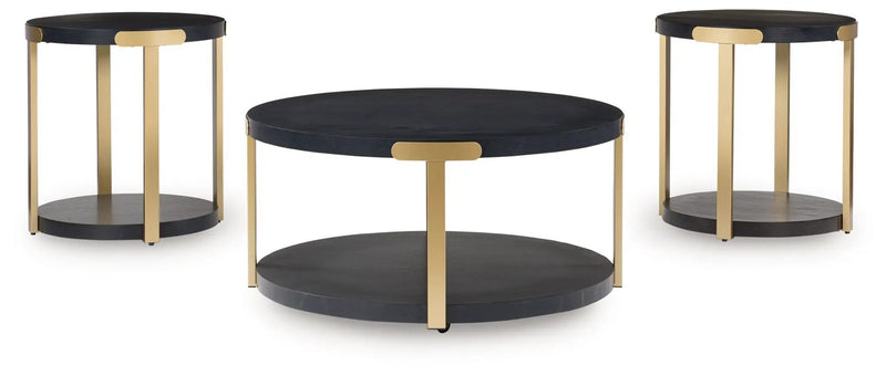 Shylore - Occasional Table Set (Set of 3) - Black / Brass Finish by Unique Piece Furniture