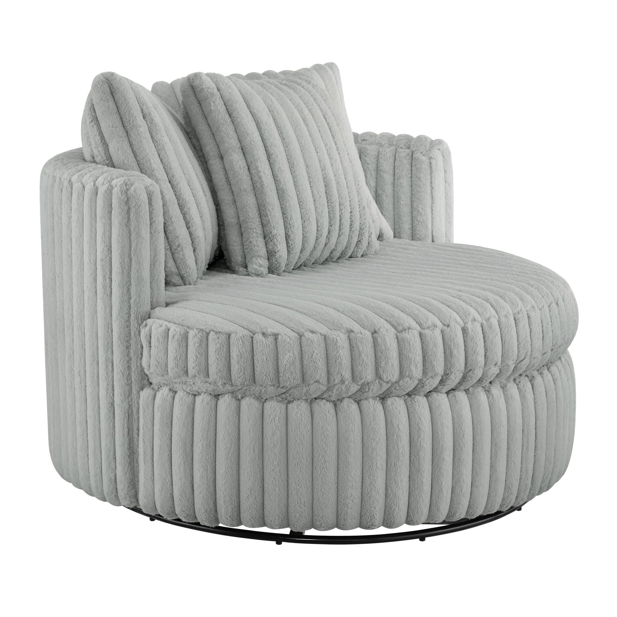 Mindy - Oversized Swivel Barrel Chair - Gray by HouseOfZazla