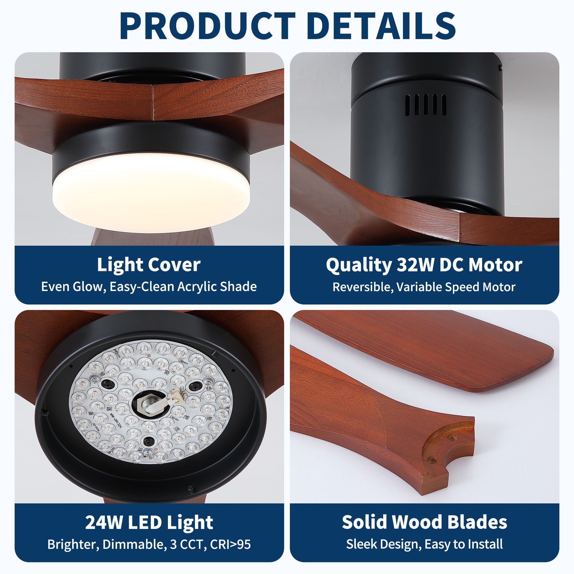 Low Profile Flush Mount Intergrated LED Ceiling Fan With Light And Silent Reversible Motor by HouseOfZazla
