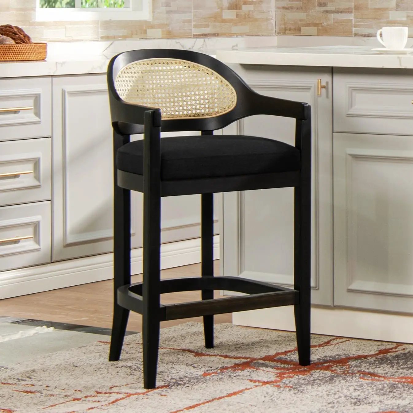 Americana - Mid-Century Modern Cane Back Counter Stool by HouseOfZazla