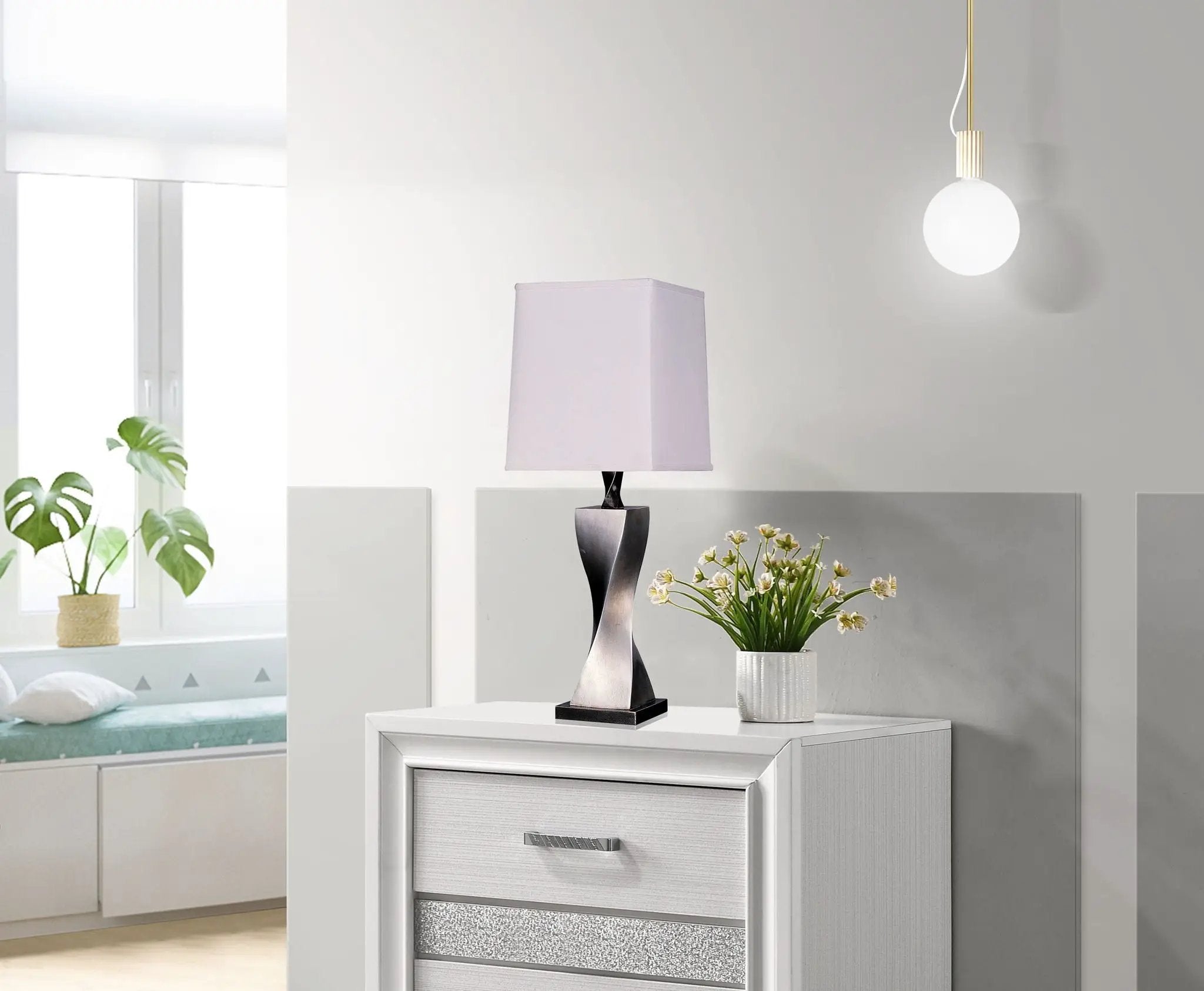 Keene 30-inch Tapered Shade Table Lamp Silver (Set of 2) by Unique Piece Furniture