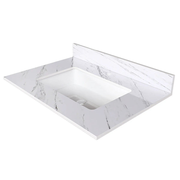 Bianco Carrara Venato Marble Vanity Top With Pre Drilled Faucet Hole And Undermount Sink