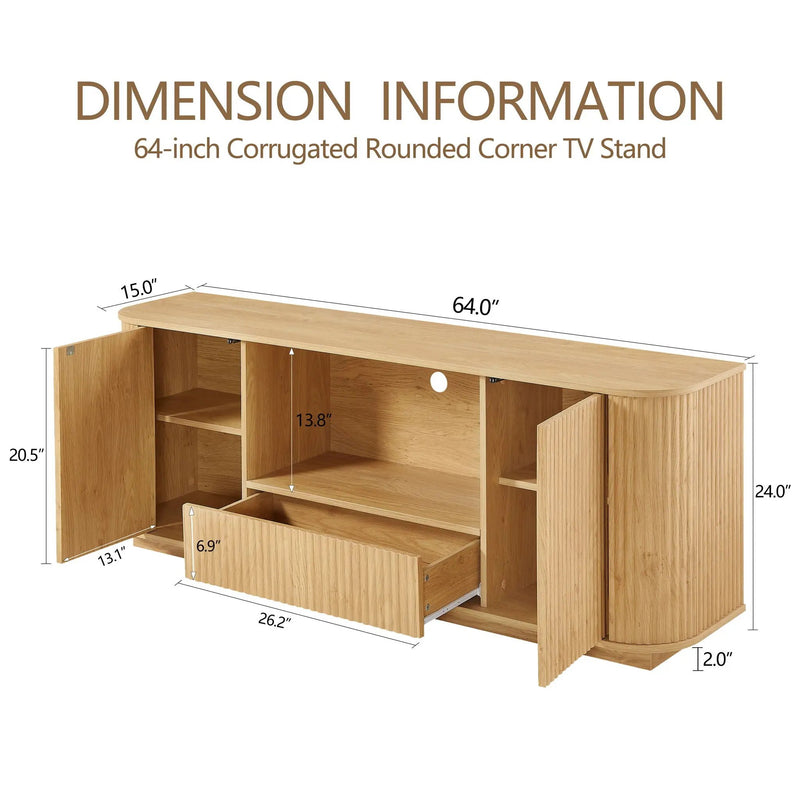 Modern Wavy TV Stand Rounded Sideboard With Storage Cabinet by HouseOfZazla