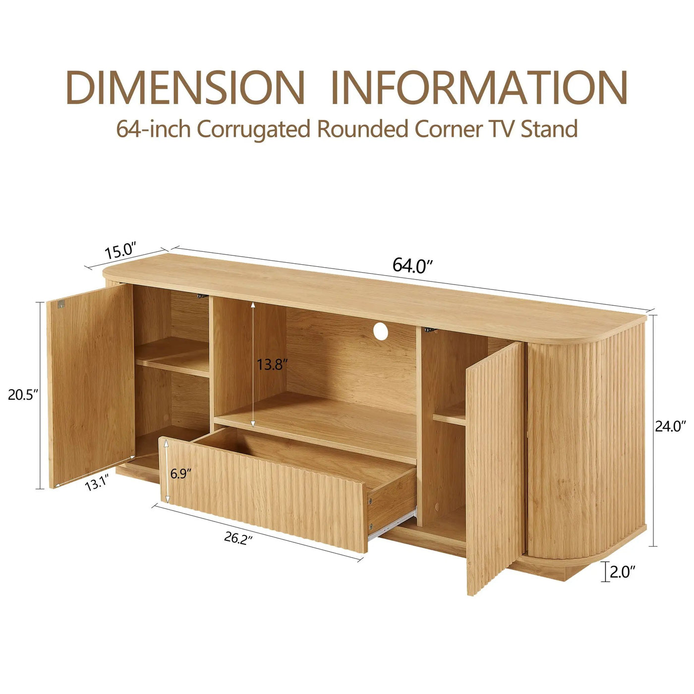 Modern Wavy TV Stand Rounded Sideboard With Storage Cabinet by Unique Piece Furniture