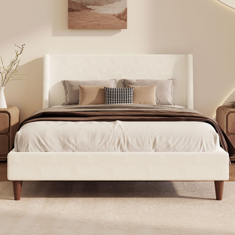 Upholstered Modern Platform Bed With Wingback Headboard by HouseOfZazla