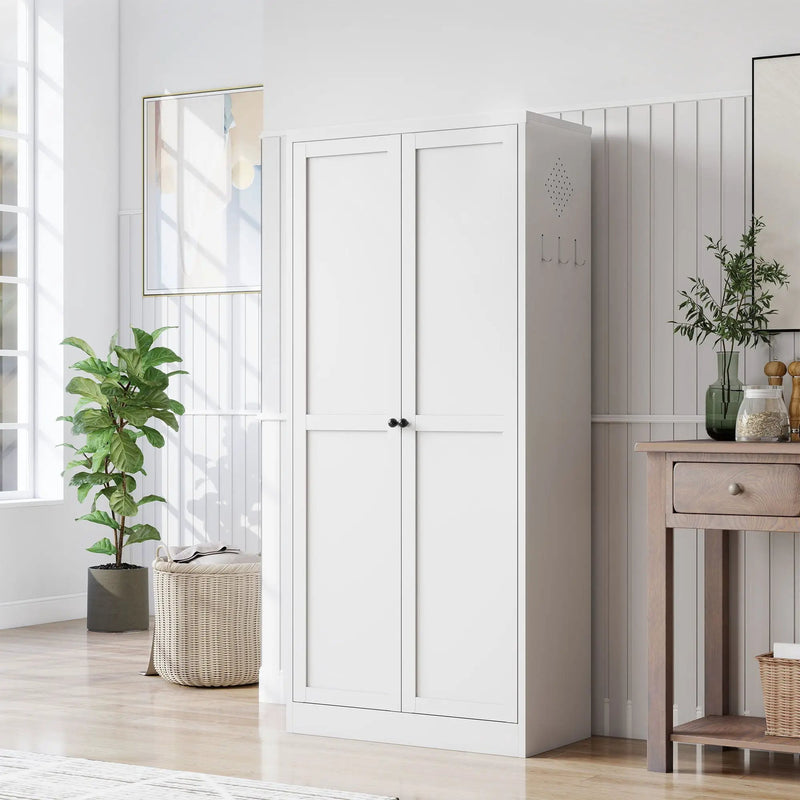Metal Kitchen Pantry Cabinet With Adjustable Storage And 4 Heavy Duty Shelves - White by HouseOfZazla