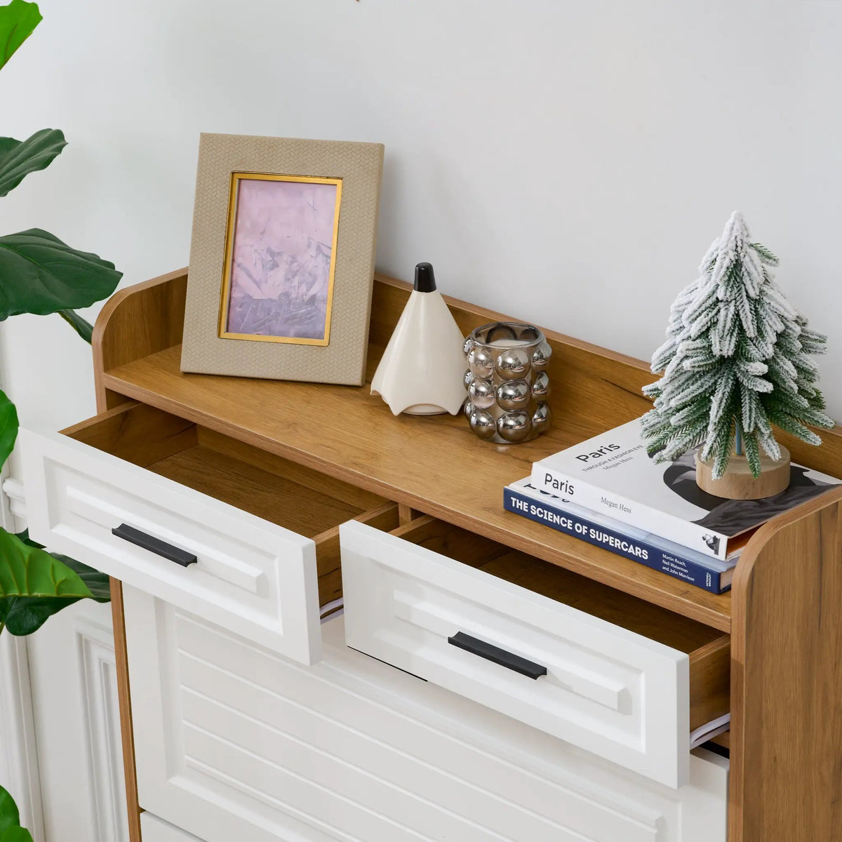 Shoe Cabinet with 3 Hidden Flip Drawers & 2 Storage Drawers by HouseOfZazla