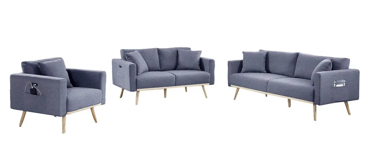 Easton - Fabric Living Room Set With USB Charging Ports Pockets And Pillows (Set of 2) by Unique Piece Furniture