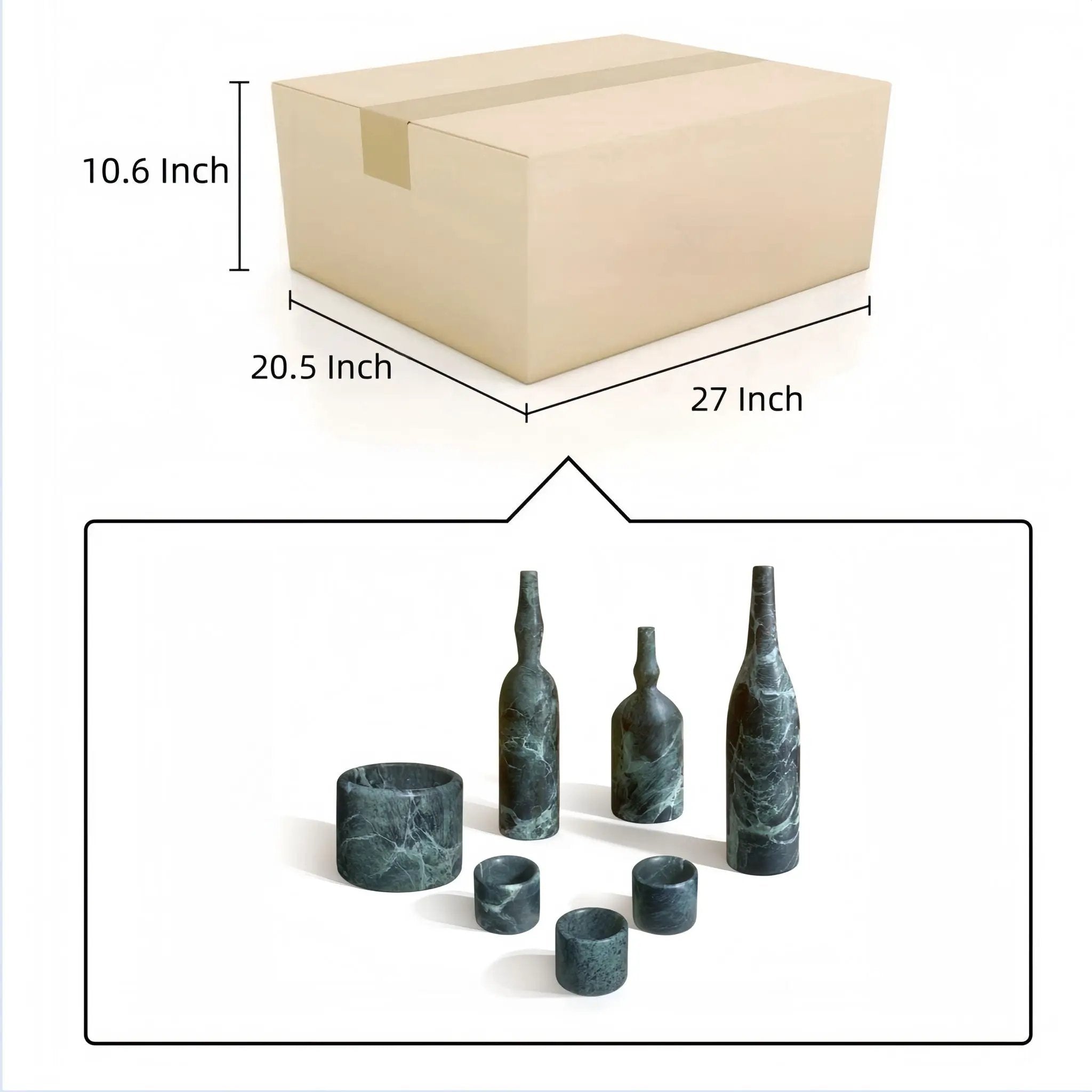 7 Pieces Luxury Natural Marble Living Room Accessories Set by Unique Piece Furniture