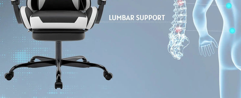 Ergonomic Gaming Chair with Footrest and Lumbar Support by HouseOfZazla