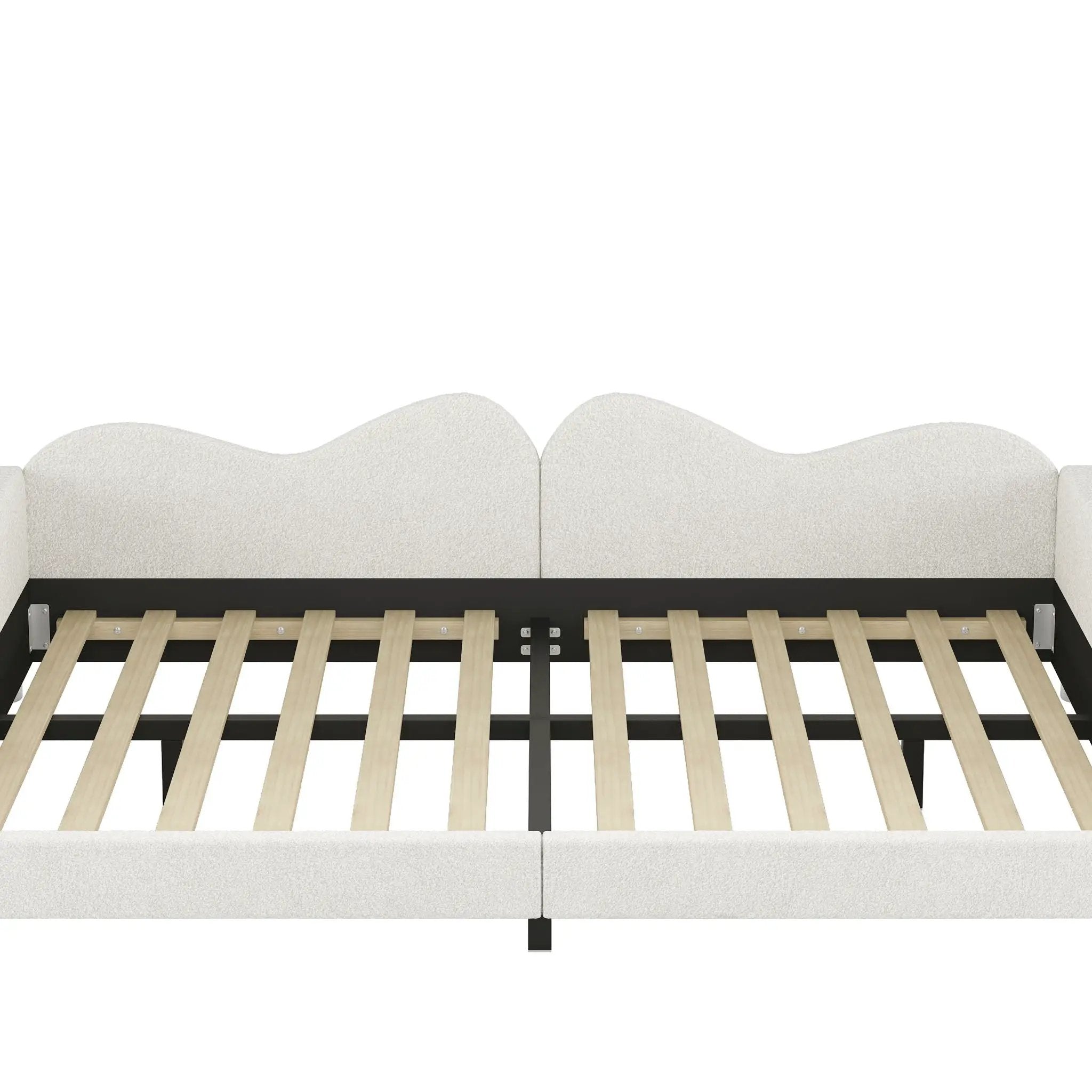 Upholstered Daybed, Sherpa Fabric Sofabed With Cloud-Shaped Backrest by Unique Piece Furniture