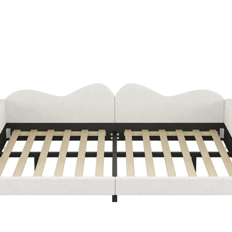 Upholstered Daybed, Sherpa Fabric Sofabed With Cloud-Shaped Backrest by HouseOfZazla