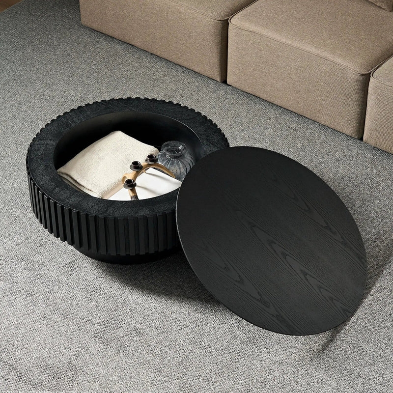 31.49'' Nesting Round Wood Coffee Table with Storage by HouseOfZazla