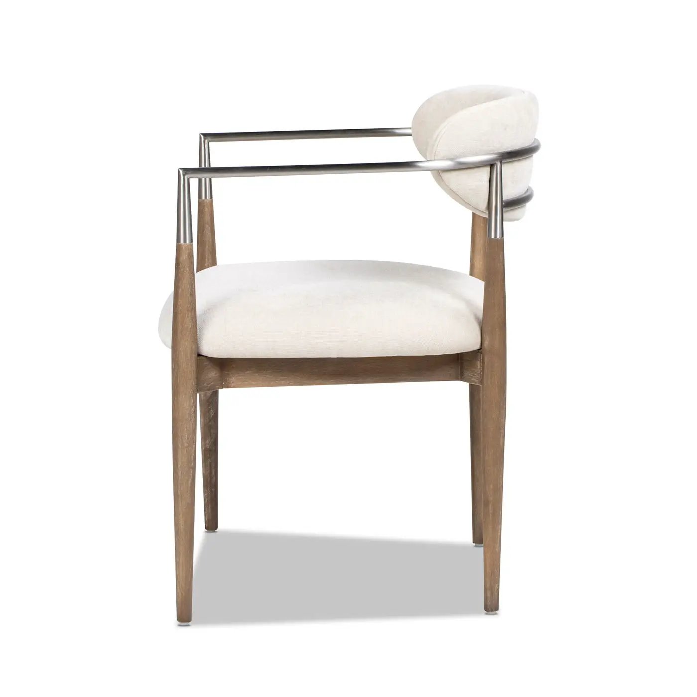 Artemis - Mixed Material Upholstered Dining Arm Chair - Warm White by HouseOfZazla